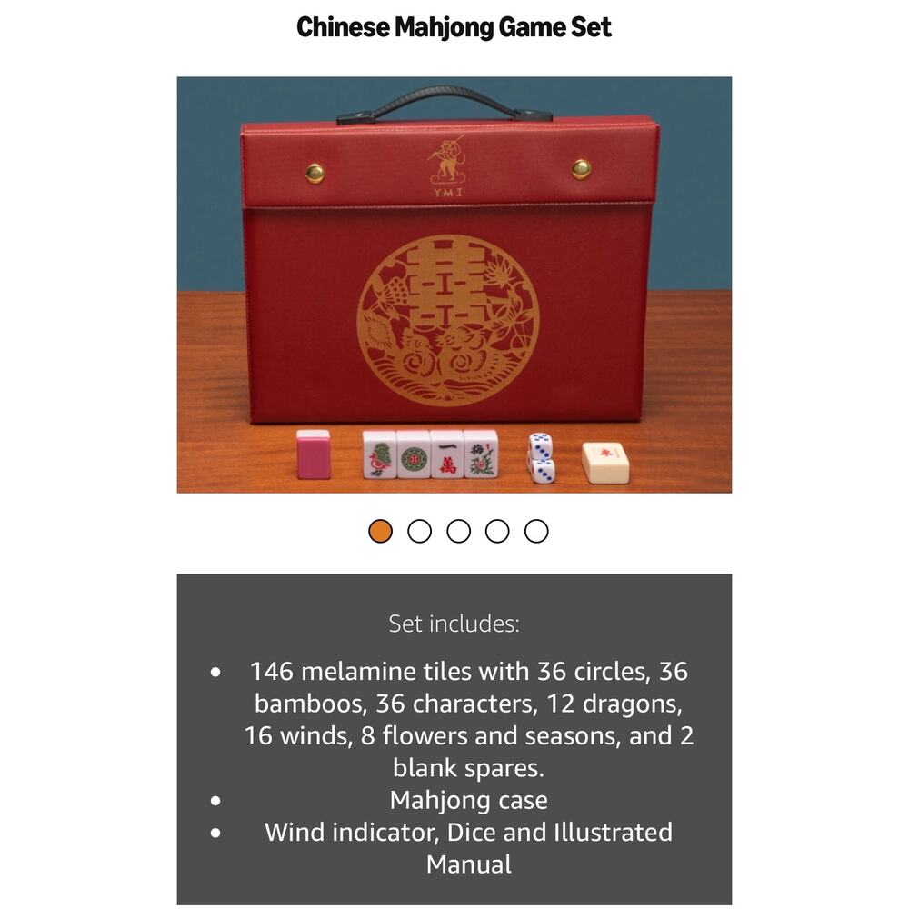 Yellow Mountain Imports Chinese Mahjong Set - for Chinese Style Gameplay New
